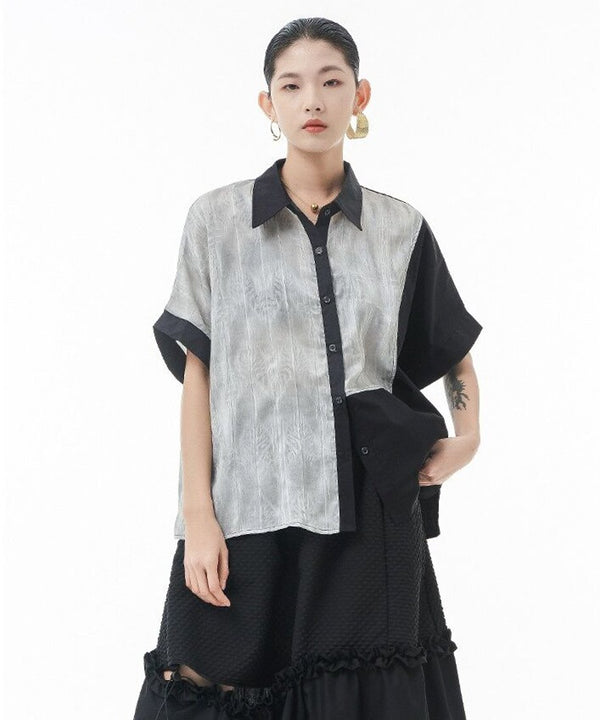 Monotone Panel Short Sleeve Shirt